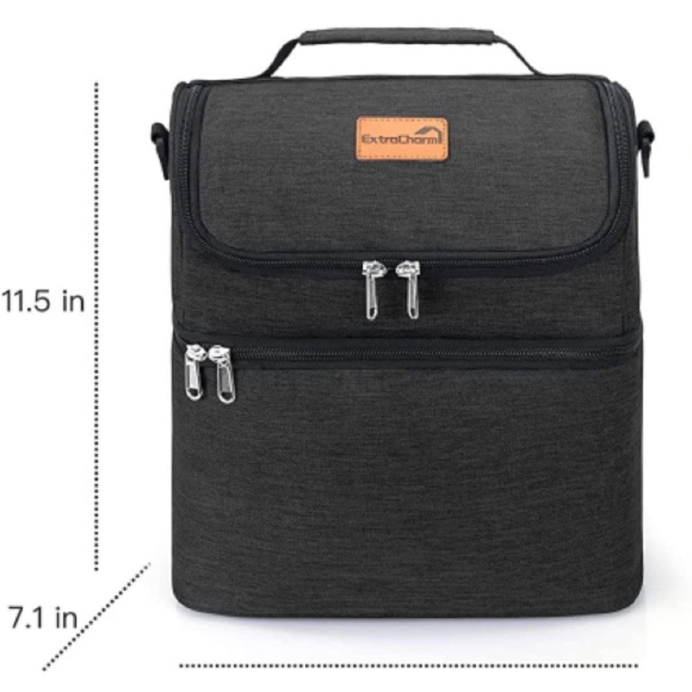 Black 3 compartment lunch bag